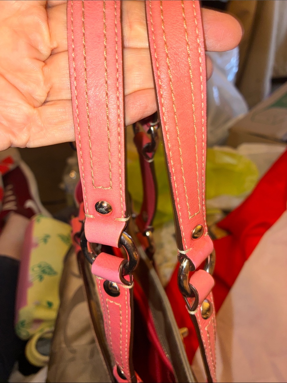 Coach Brown Signature Tote with Pink Trim-Y2K - Picture 8 of 10